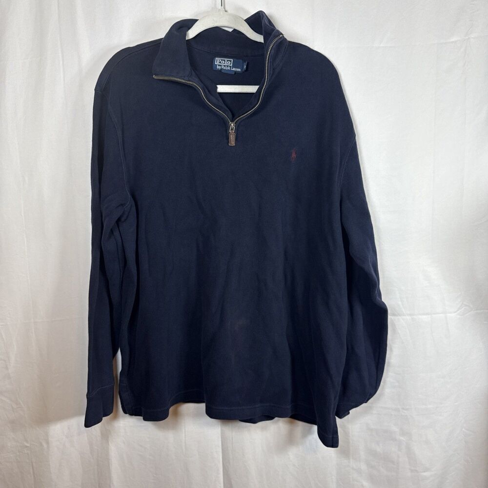 Polo Ralph Lauren 1/4 Zip Pullover Sweater Men’s Size XL  Navy Blue Preowned